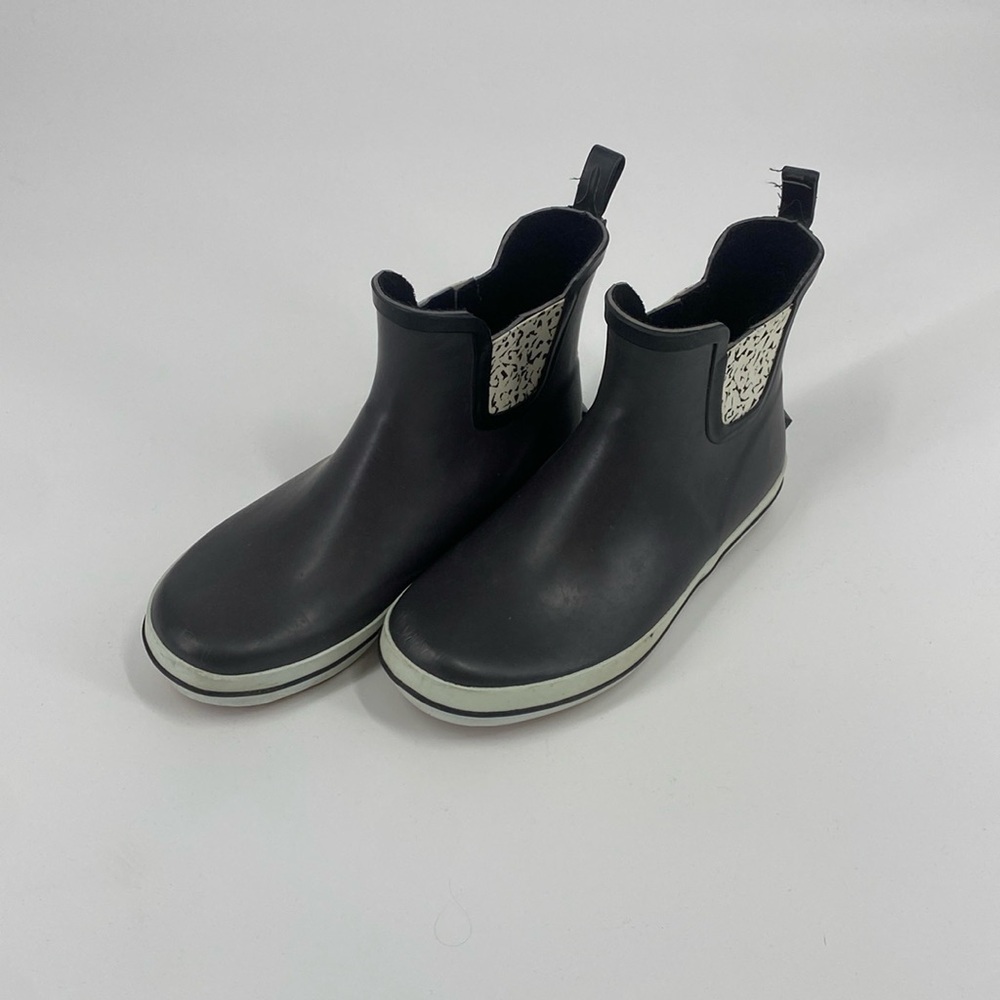 Black Women's Chelsea Rain Boots with White Accent